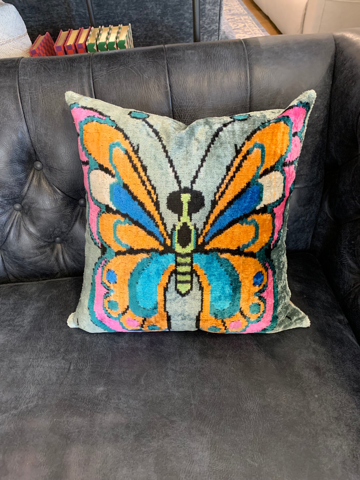 IKAT velvet/silk pillows 20 x 20- butterfly