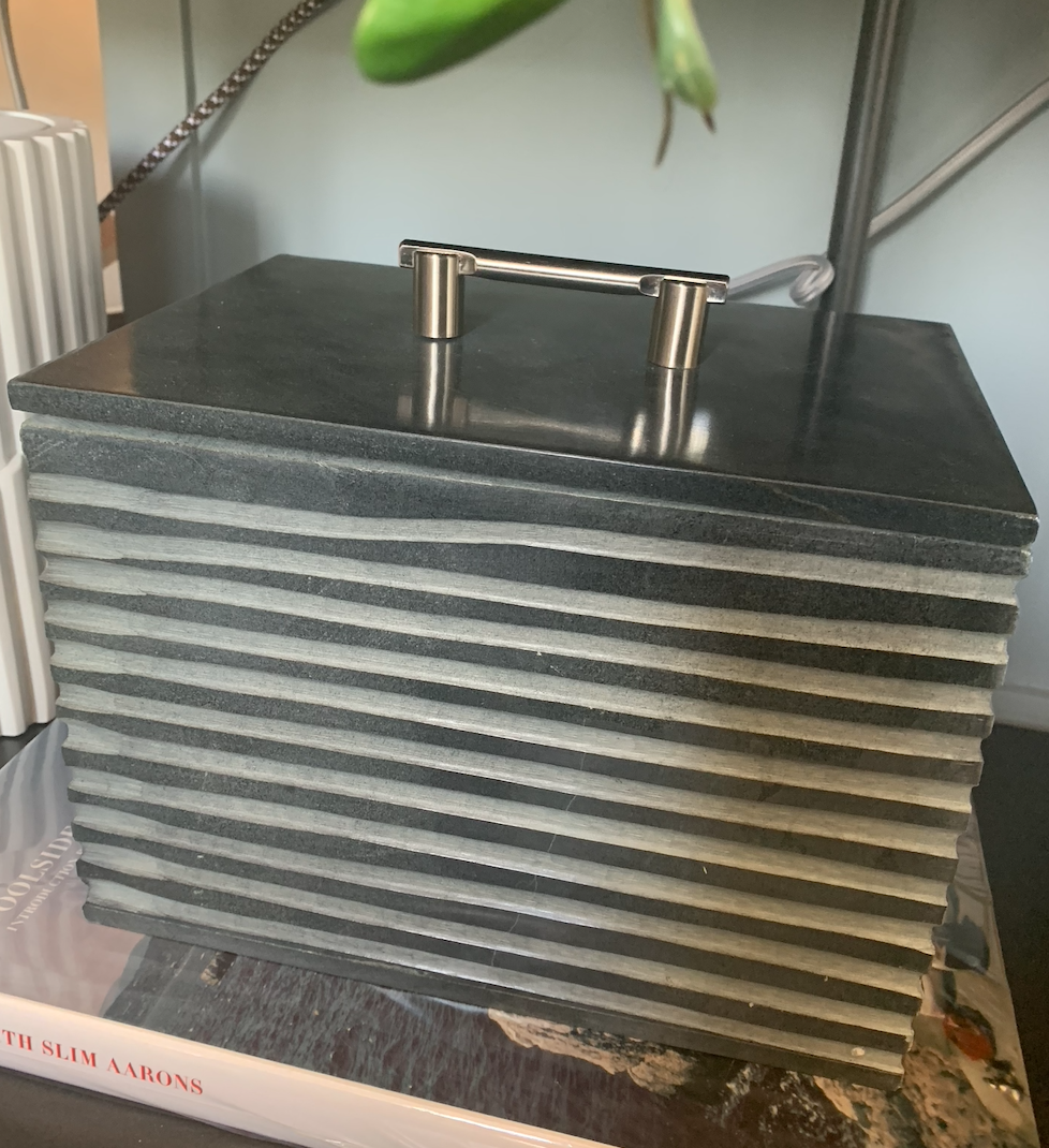 Striped Metal and stone Box