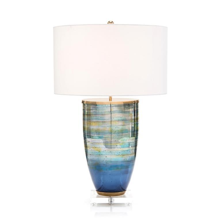 Blue Striated Glass Lamp