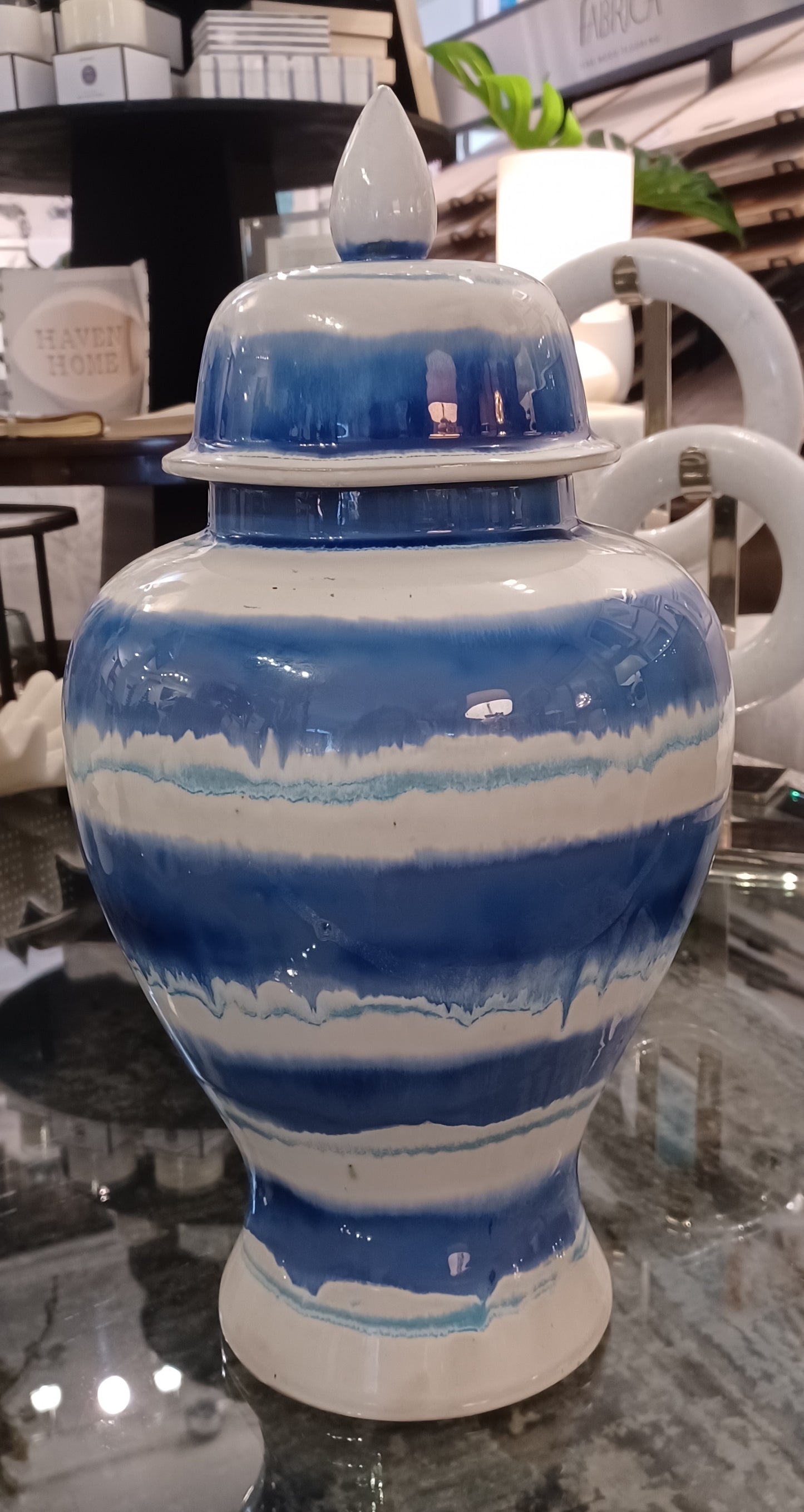Blue Striped Jar