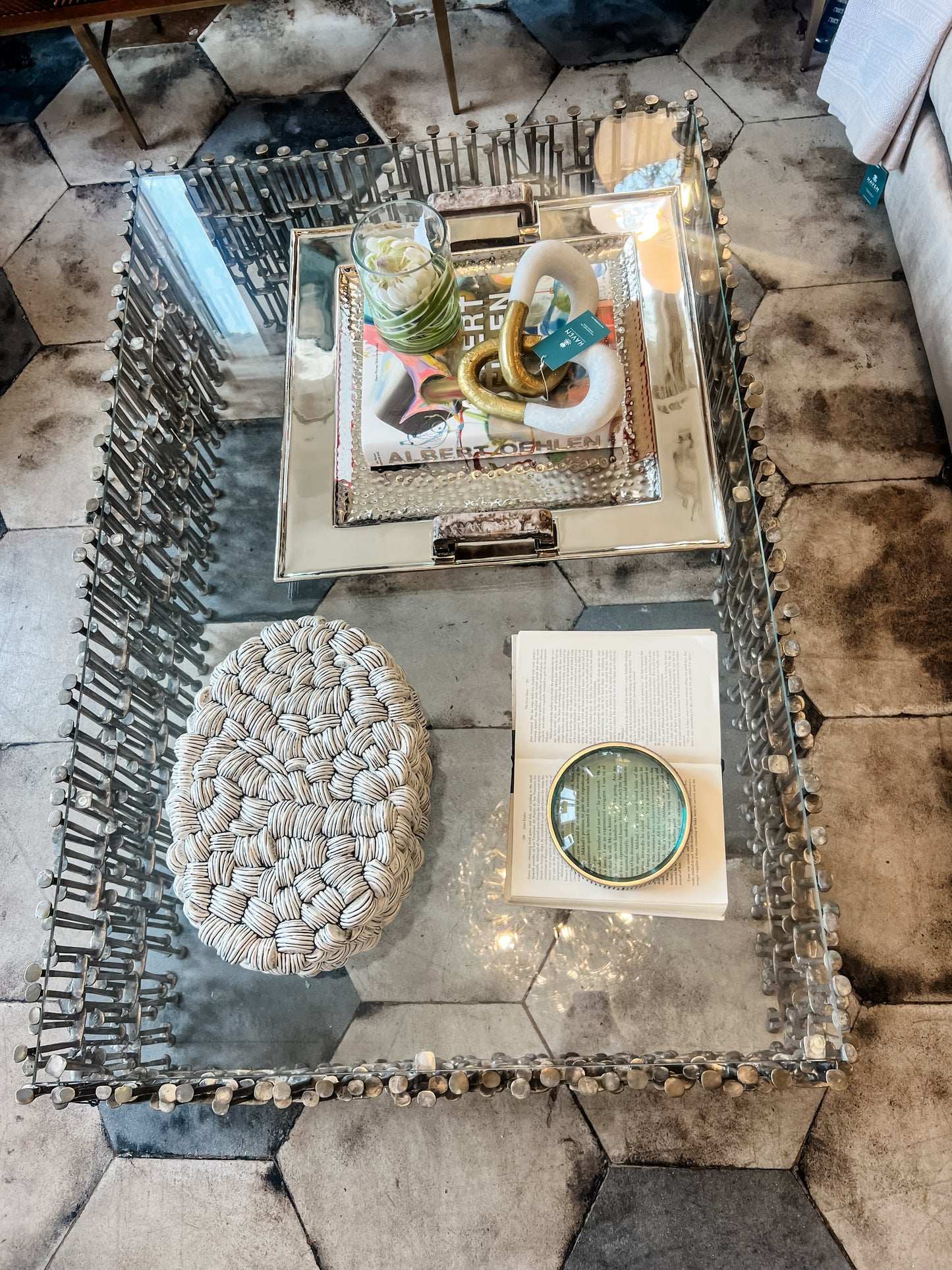 Bennett Antique Bronze Glass Cocktail Table