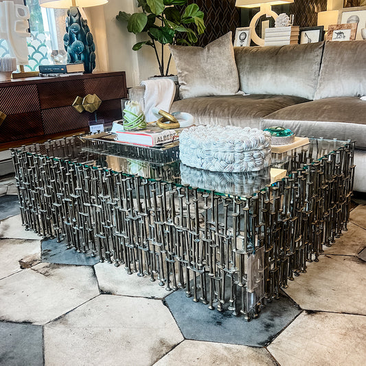 Bennett Antique Bronze Glass Cocktail Table