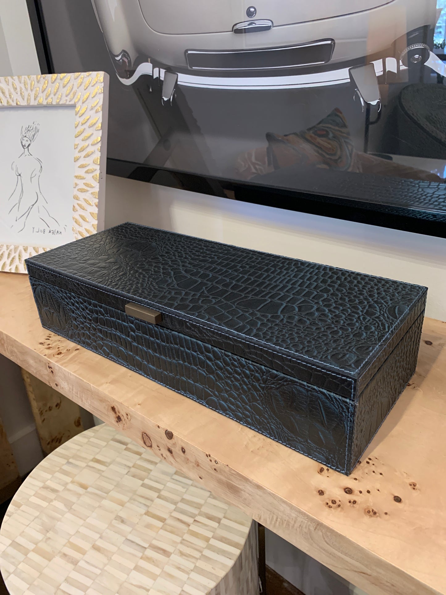 Navy Croc Box