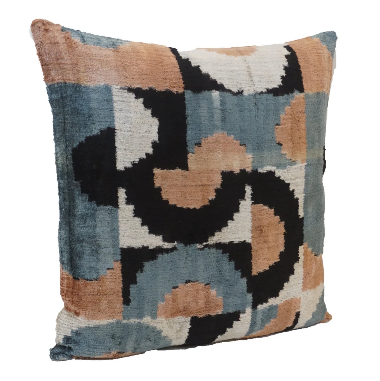 IKAT velvet/silk pillows - 20 x 20 - blue, black, cream