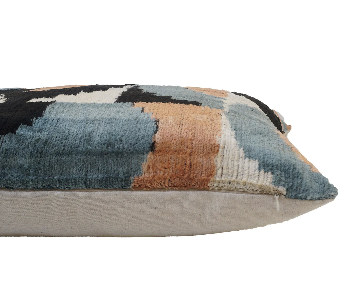 IKAT velvet/silk pillows - 20 x 20 - blue, black, cream
