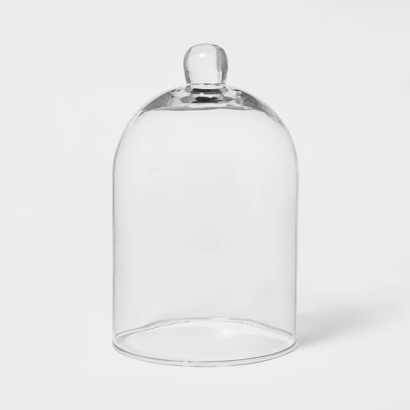 Glass Cloche Pillar Candle Holder Clear
