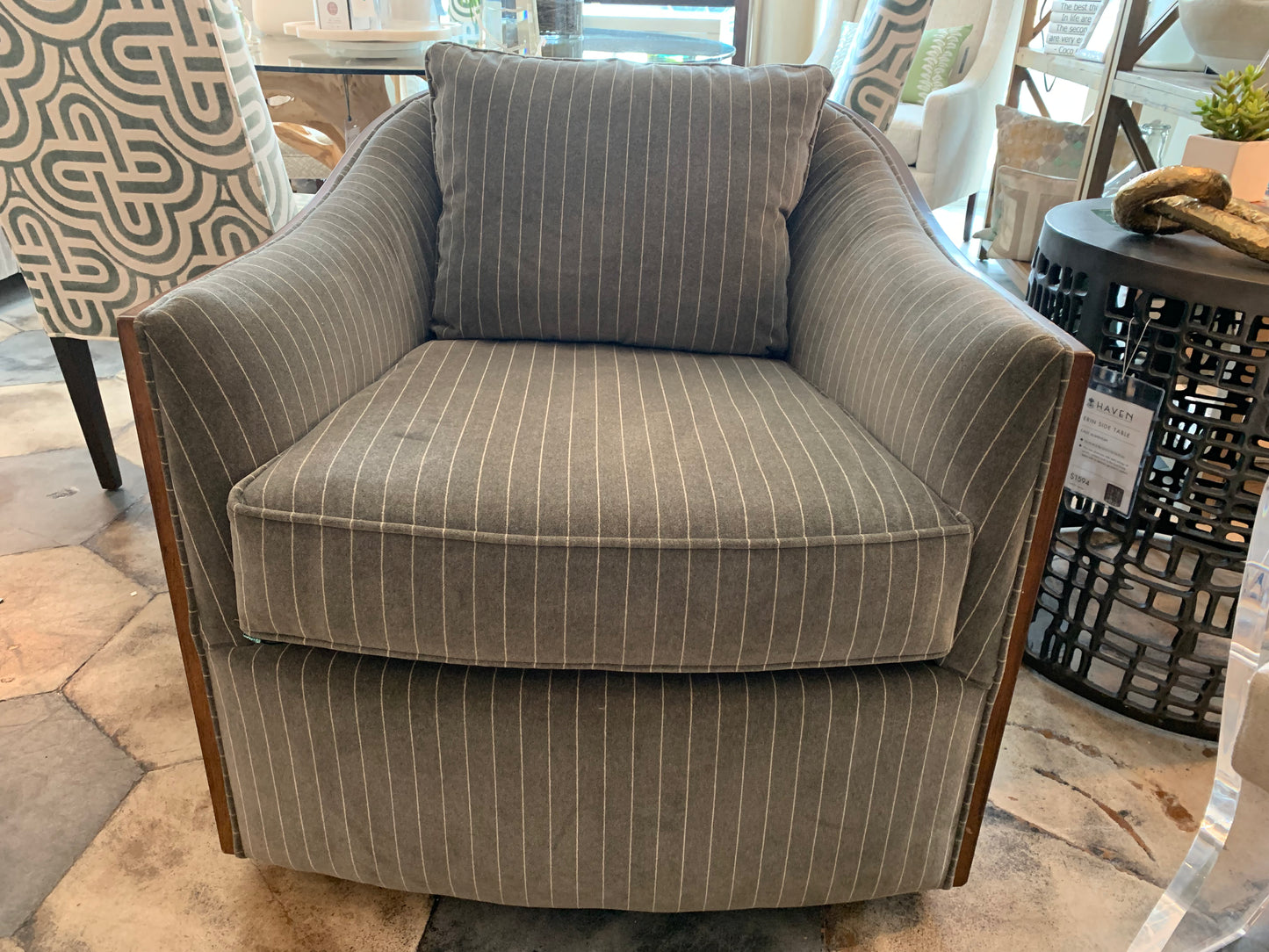 Exposed Wood Swivel Chair