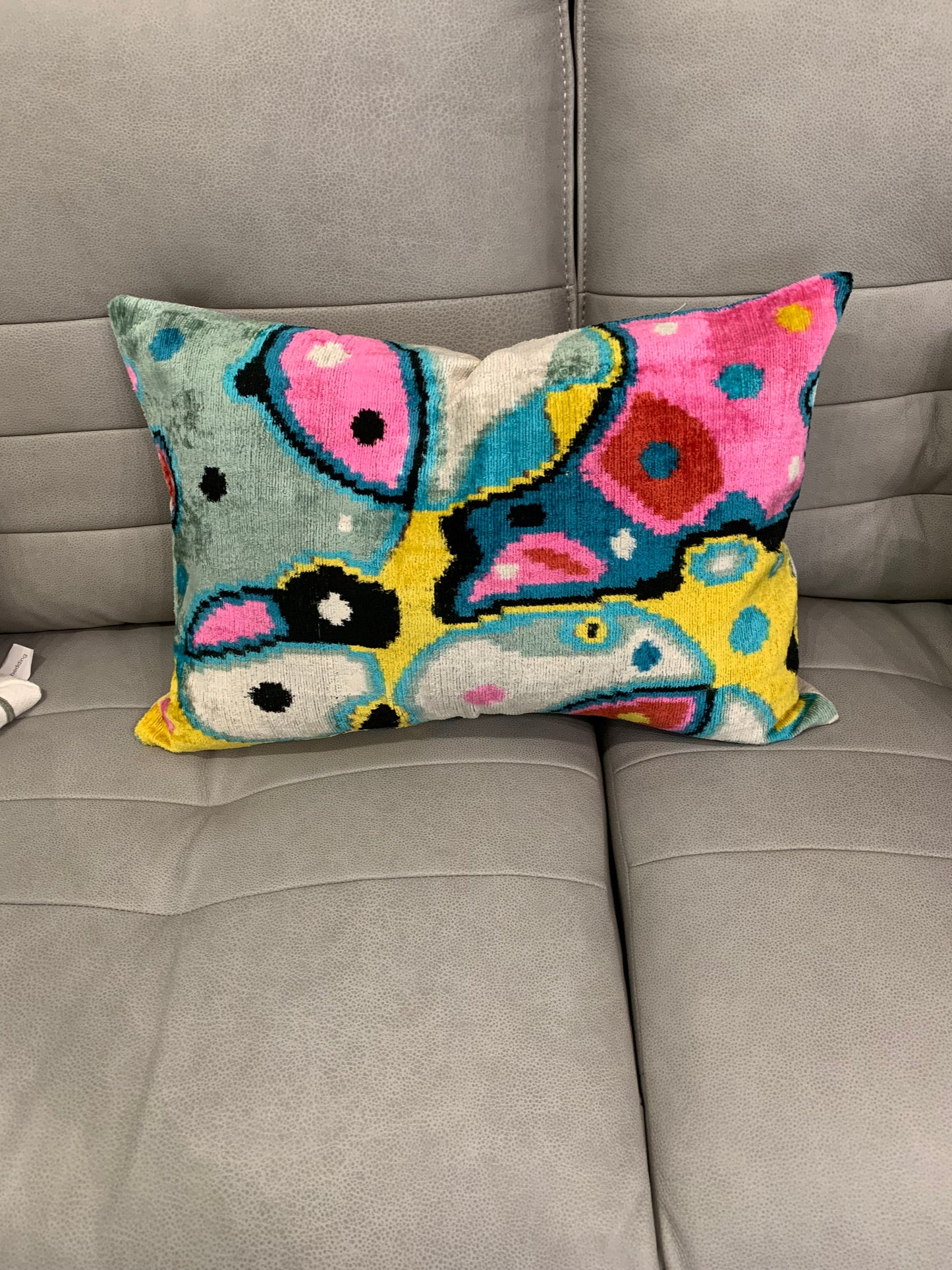 IKAT velvet/silk pillows - lumbar - pink, yellow, blue, red