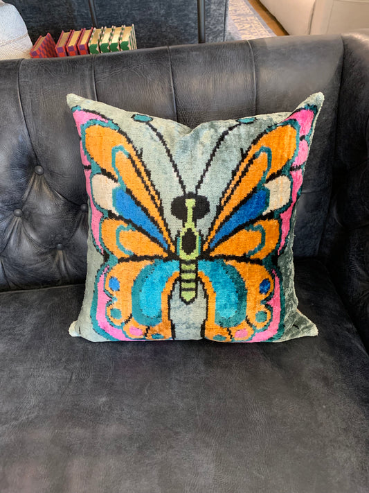 IKAT velvet/silk pillows 20 x 20- butterfly