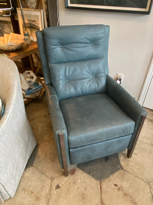 Blue Leather Power Recliner
