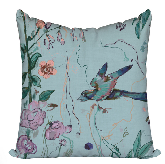 Birds of a Feather Pillow - Aqua