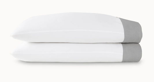 Mandalay Linen Cuff Percale King Pillowcase Pair - Gray