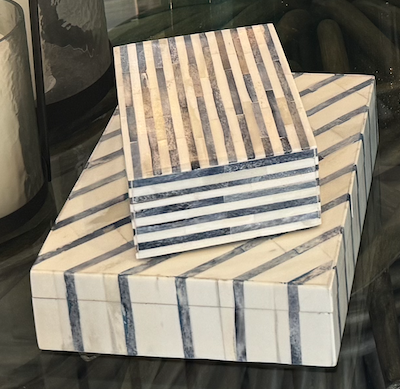 White Stripes Boxes, Set of 2