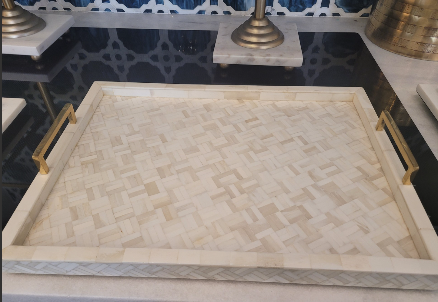 Marble/Brass trays set of 2