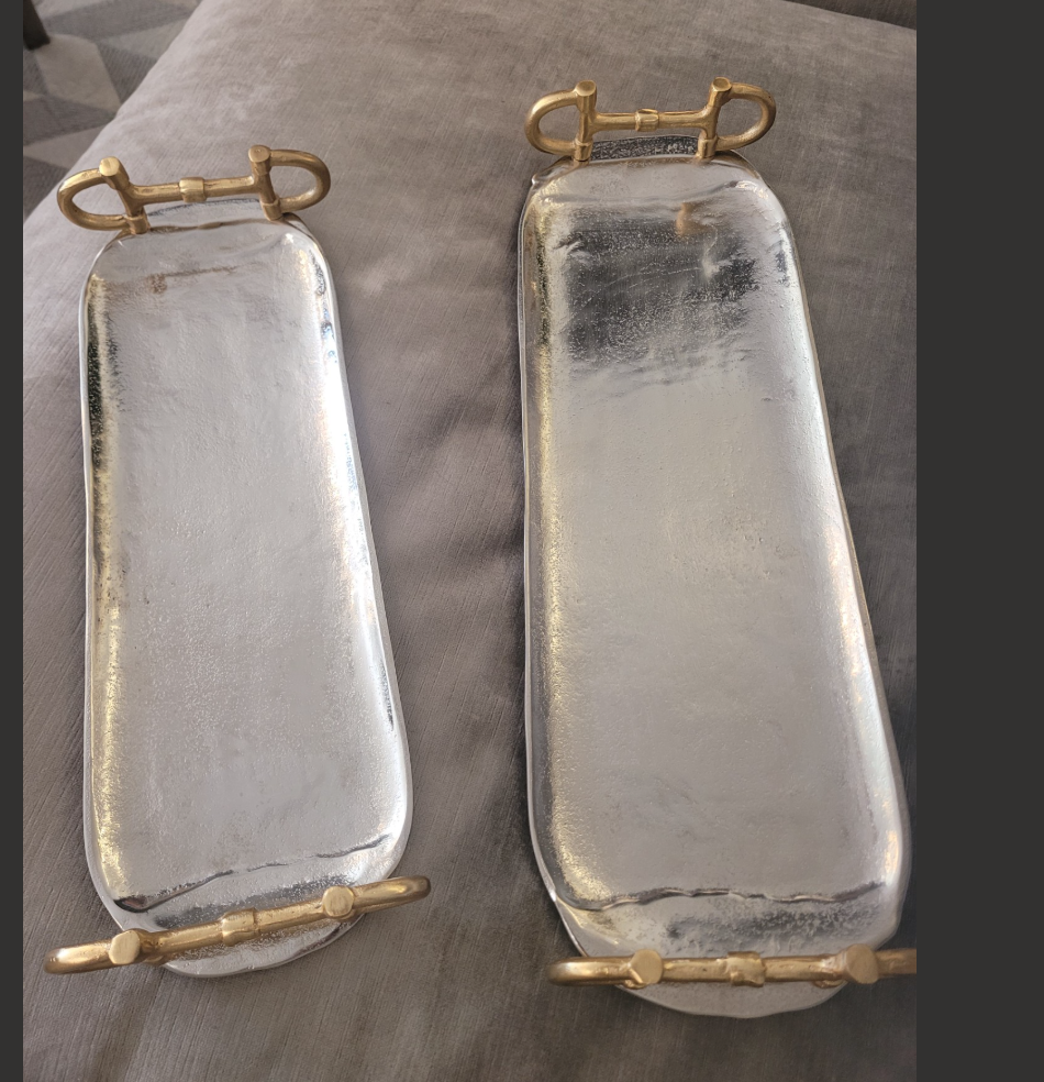 Silver and gold tray set of 2