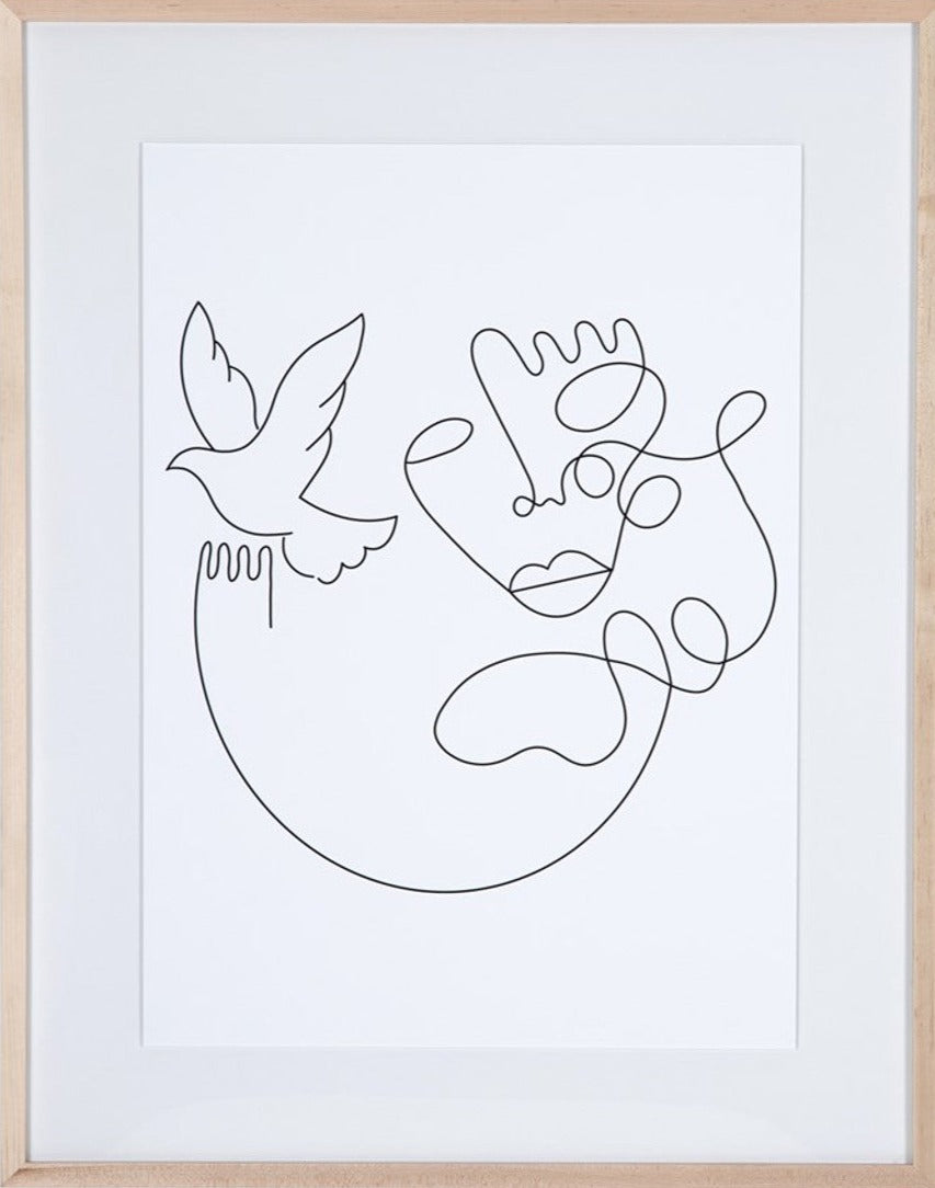 Bird and Face Line Drawing