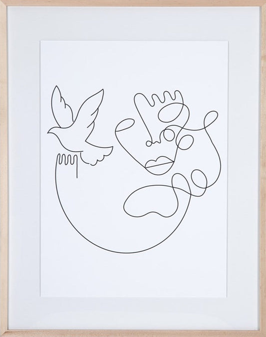 Bird and Face Line Drawing