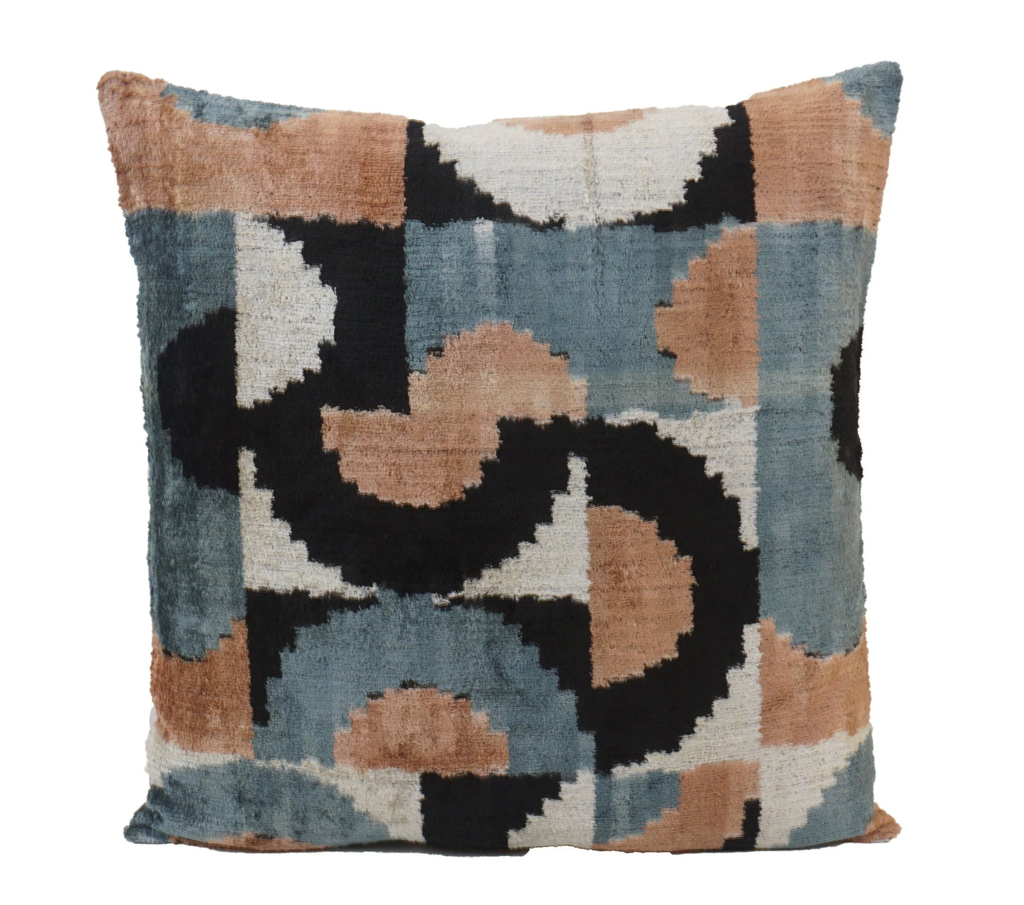 IKAT velvet/silk pillows - 20 x 20 - blue, black, cream