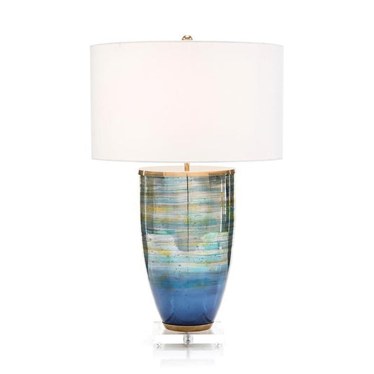 Blue Striated Glass Lamp