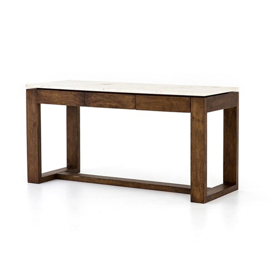 Counter Height Wood Table with Marble Top